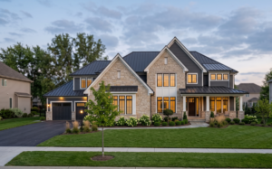 newly completed transitional-style custom home